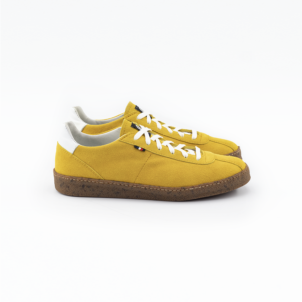 Basket en cuir jaune moutarde Made in France