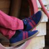 basket francaise bleu marine et rouge