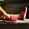 sneakers recyclées couleur bordeaux