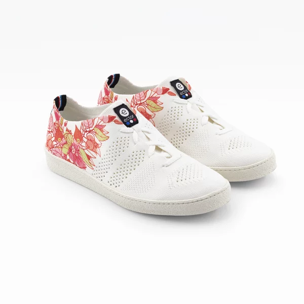 chaussures bouteilles plastiques fleurs roses