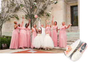 baskets fleurs roses pour demoiselles d'honneur mariage