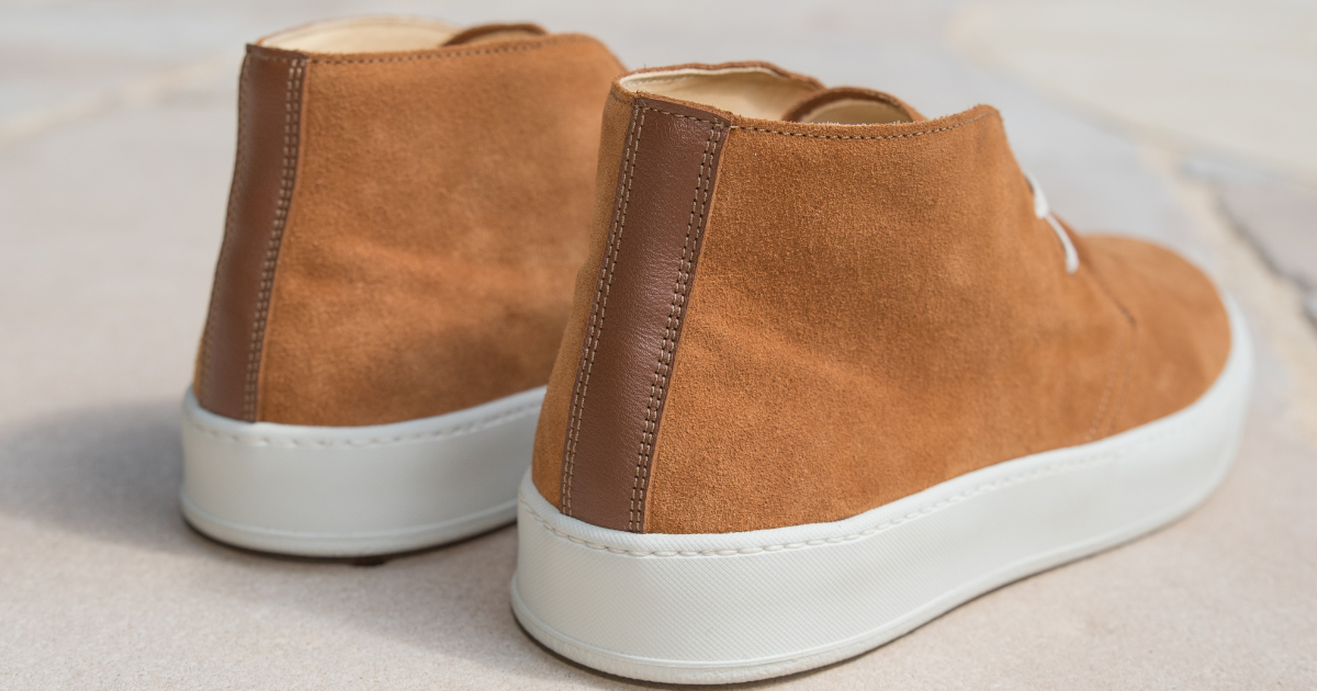 Chaussures montantes daim marron camel made in France