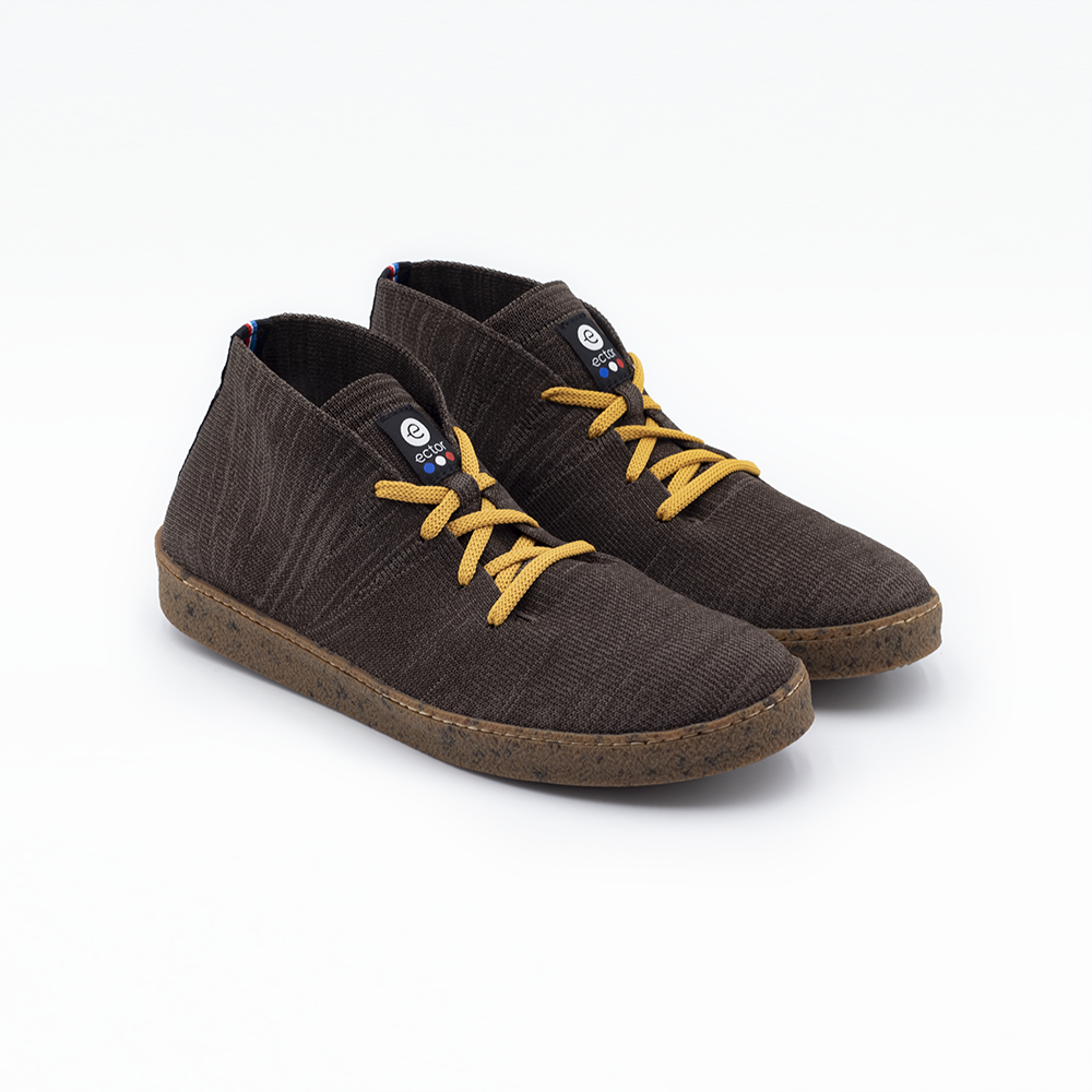 baskets montantes françaises Ector Blizzard Castor Chiné sneakers semi-montantes éthiques marron