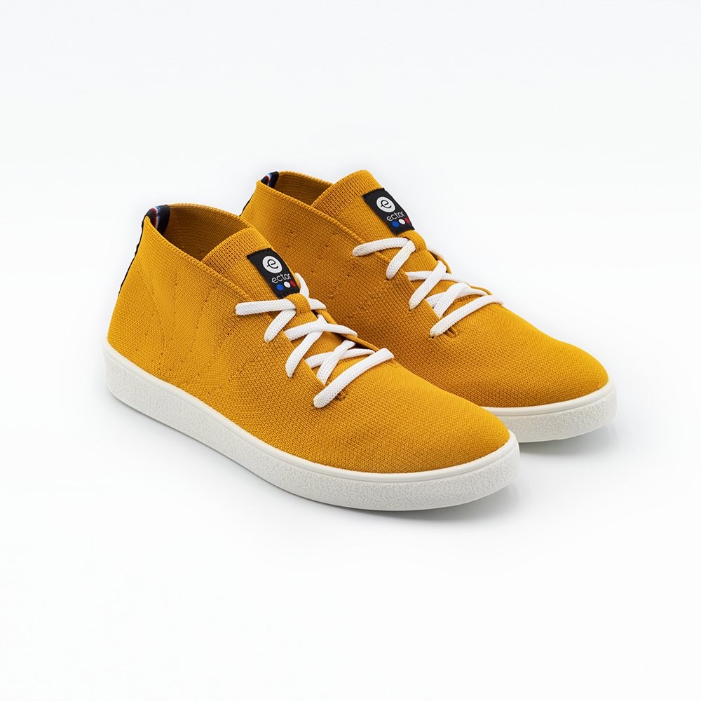 sneakers semi-montantes éthiques jaune moutarde