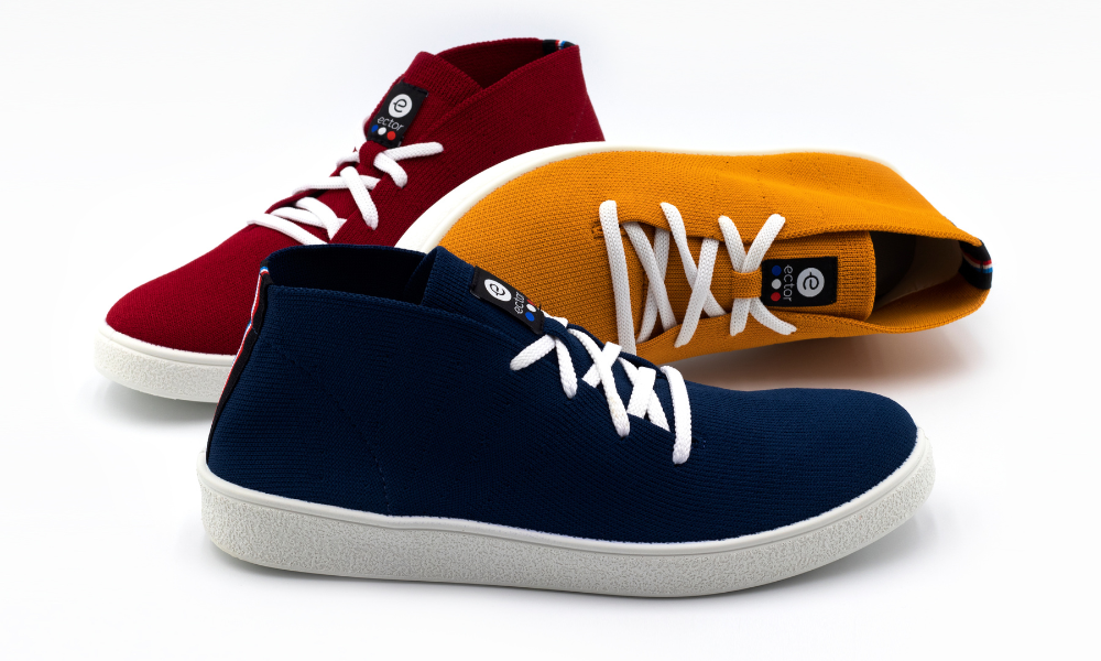 Baskets montantes bleu marine jaune moutarde bordeaux