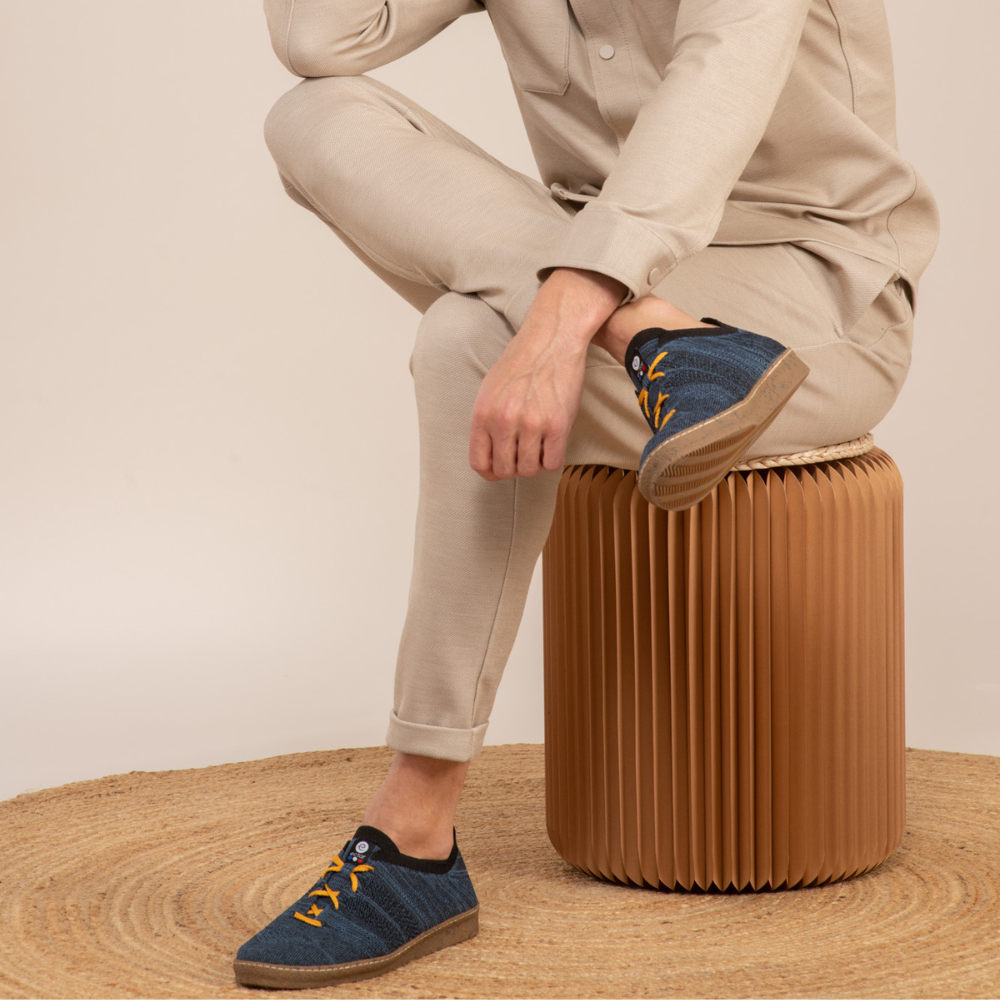 Baskets Ector sneakers Outremer Noir sneakers basses eco conçues bleu marine noir