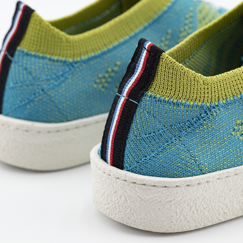 Baskets Ector sneakers Kiwi Chaussures françaises bleu ciel vert