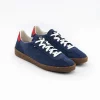 sneakers francaise en croute de cuir bleu marine