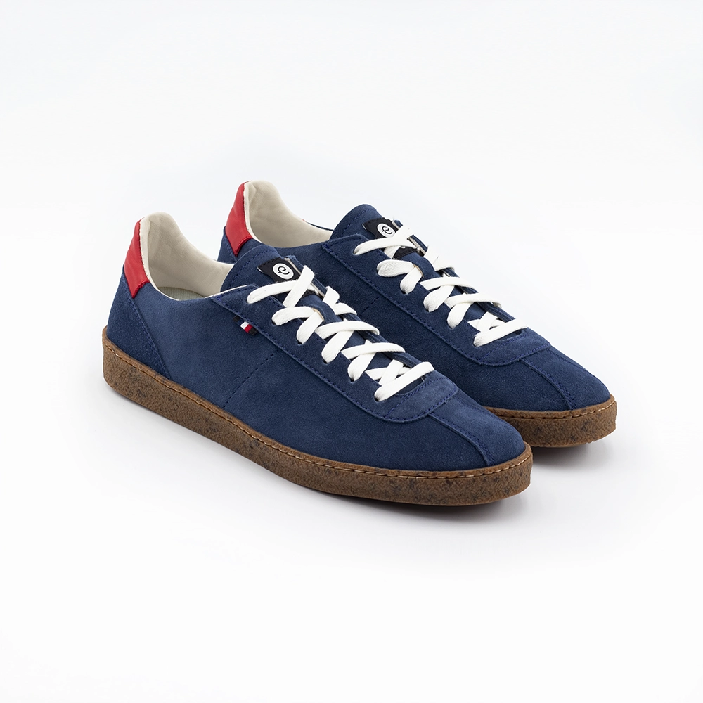 sneakers francaise en croute de cuir bleu marine