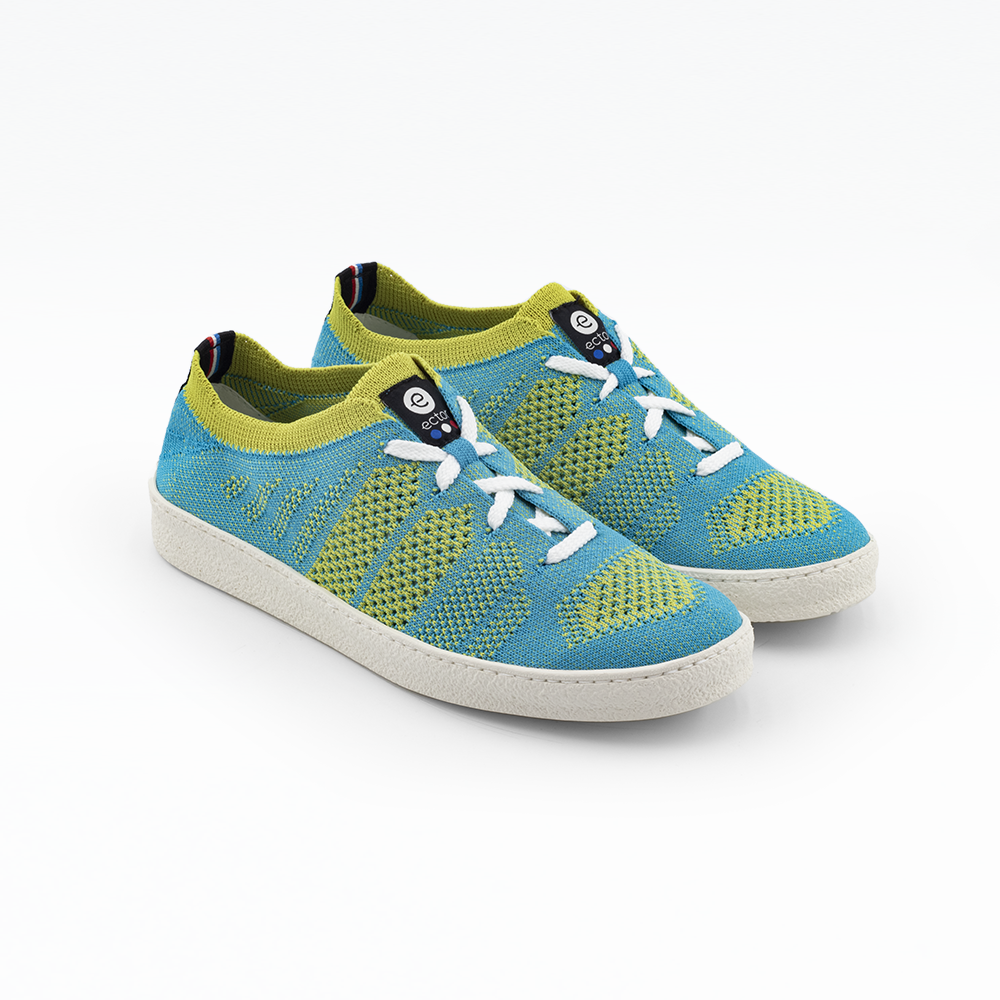 Baskets Ector sneakers Kiwi baskets vegan vert anis et bleu clair