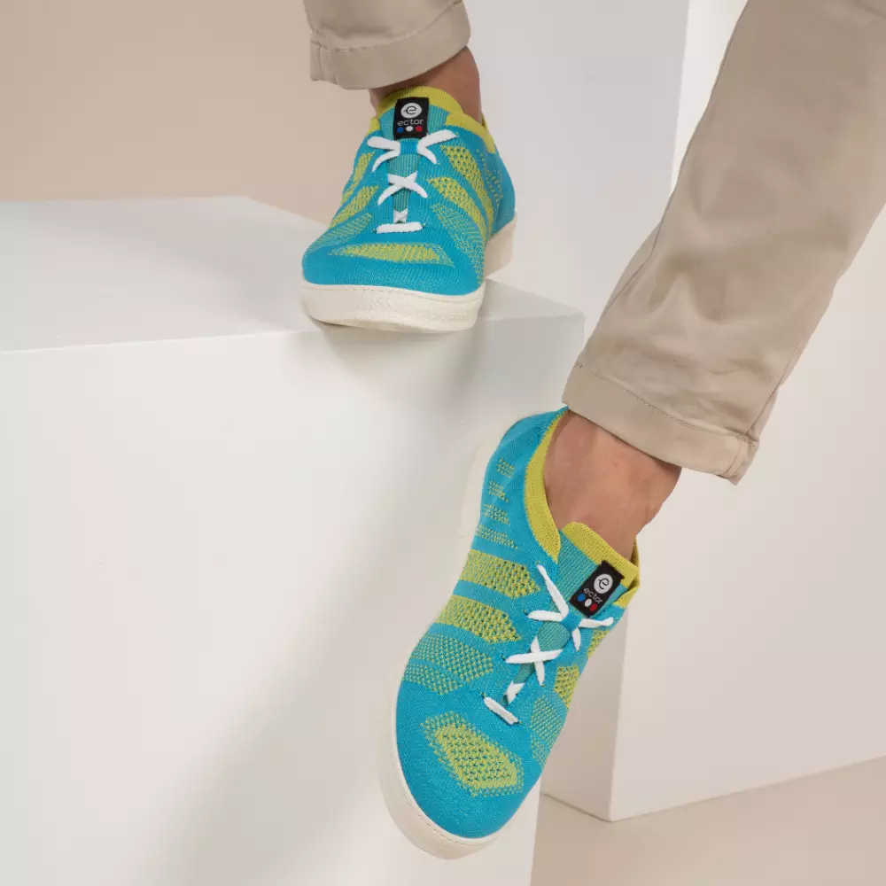 Baskets Ector sneakers Kiwi Baskets basses françaises bleu ciel vert