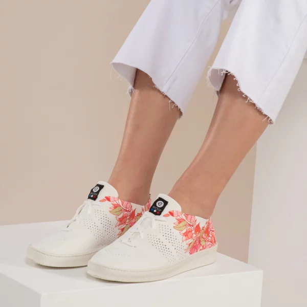 sneakers ethiques femme fleurs roses