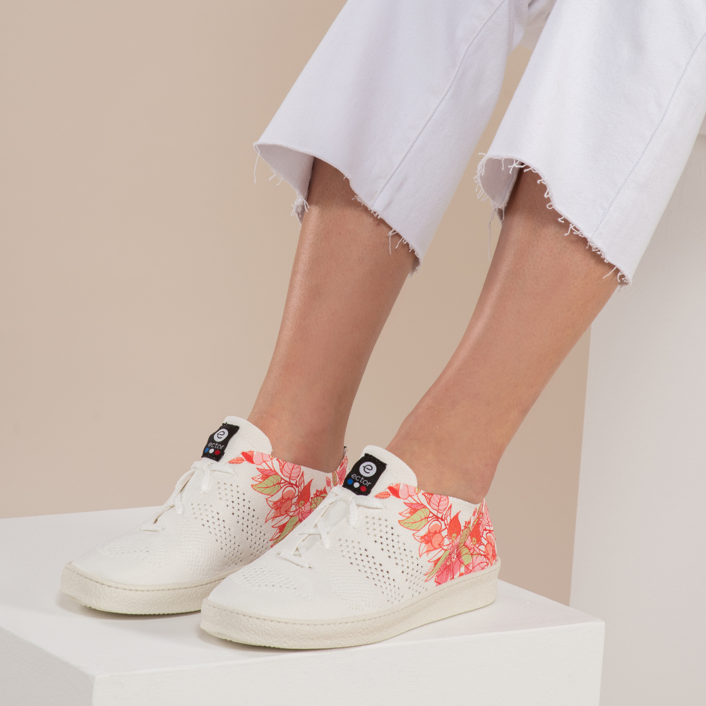 Baskets Ector sneakers Flower Rose sneakers ethiques femme fleurs roses