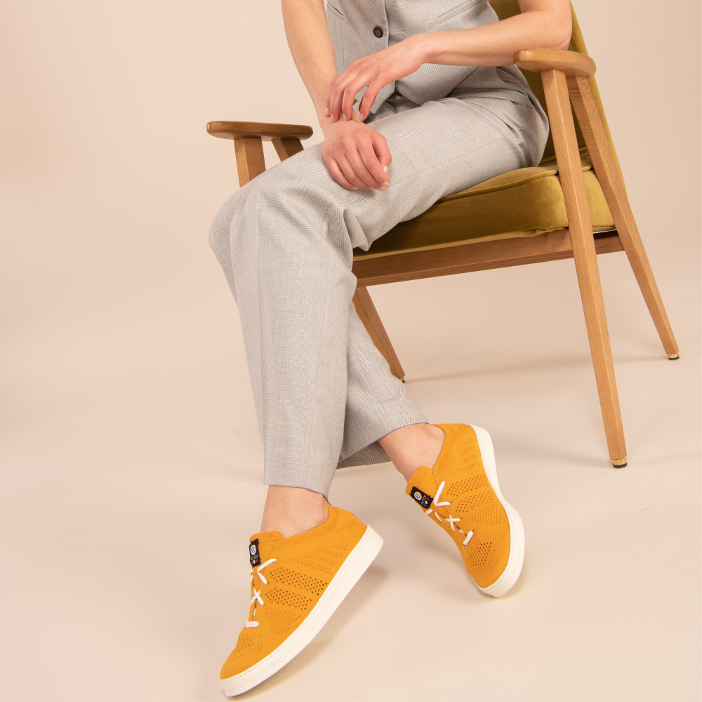 Baskets Ector sneakers Moutarde sneakers recyclees et recyclables jaune moutarde