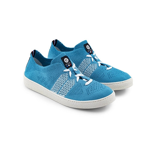 baskets françaises bleu turquoise blanc