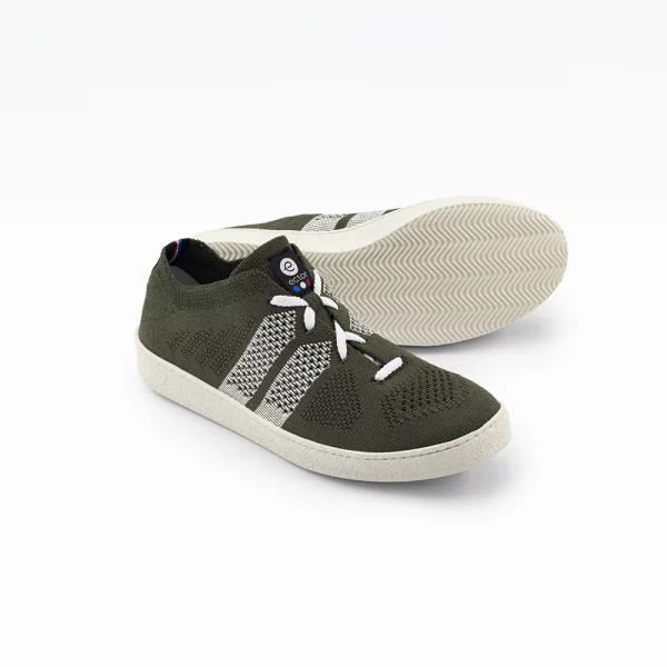 chaussures eco responsables kaki et blanc