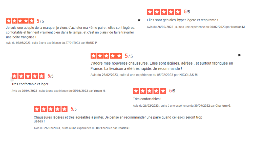 Avis client chaussure confort femme
