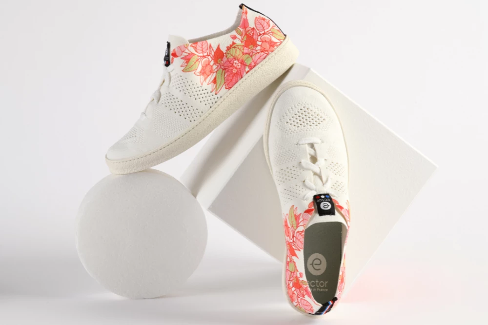 Chaussures femme confort fleurs roses
