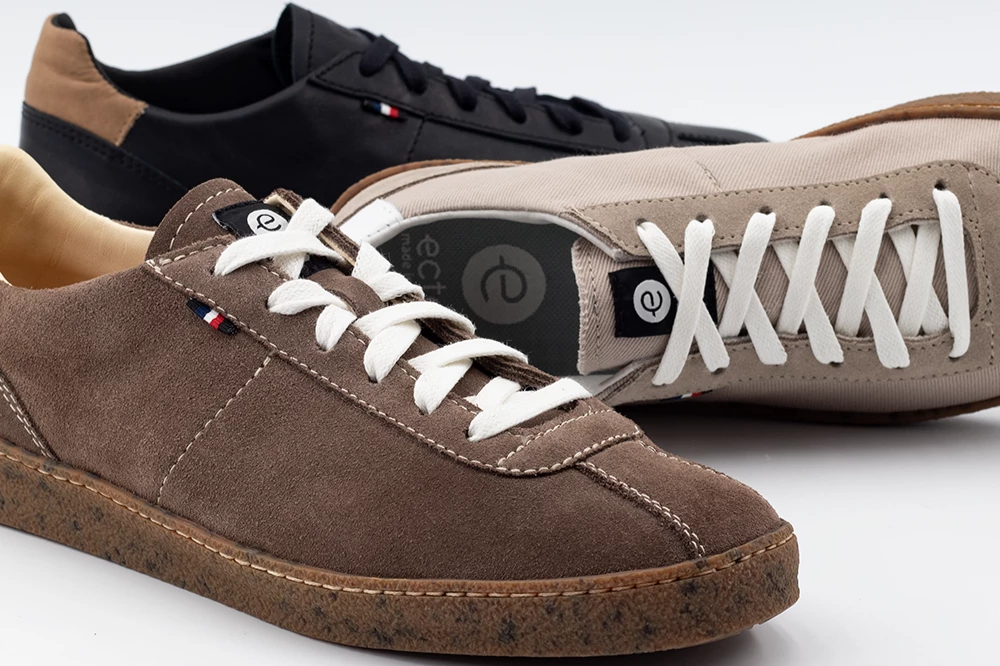 chaussures en cuir croûte de cuir et toile Ector