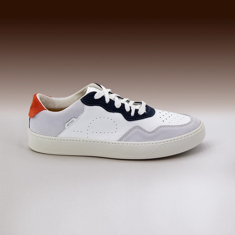 baskets made in france cuir bleu corail