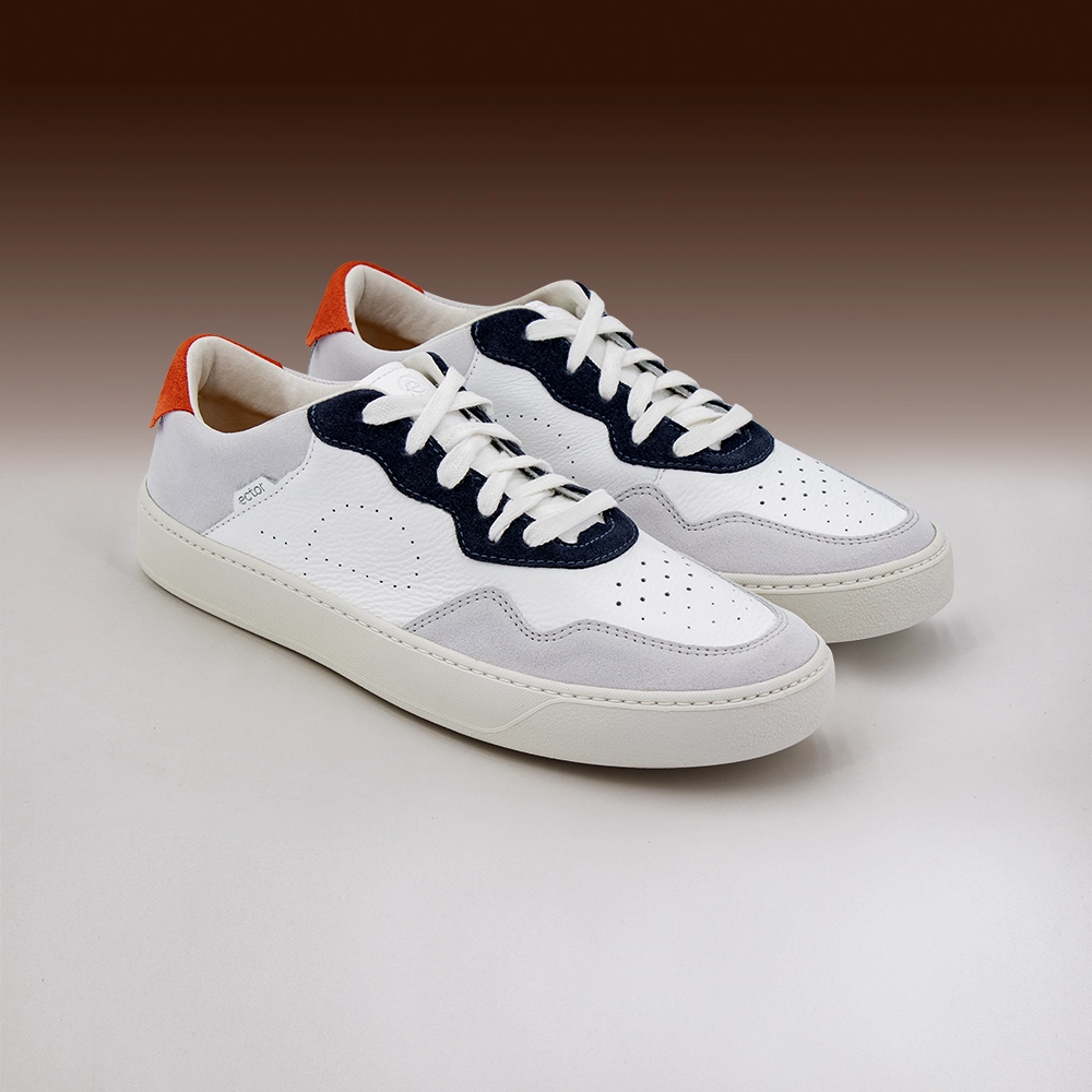 sneakers made in france cuir bleu corail