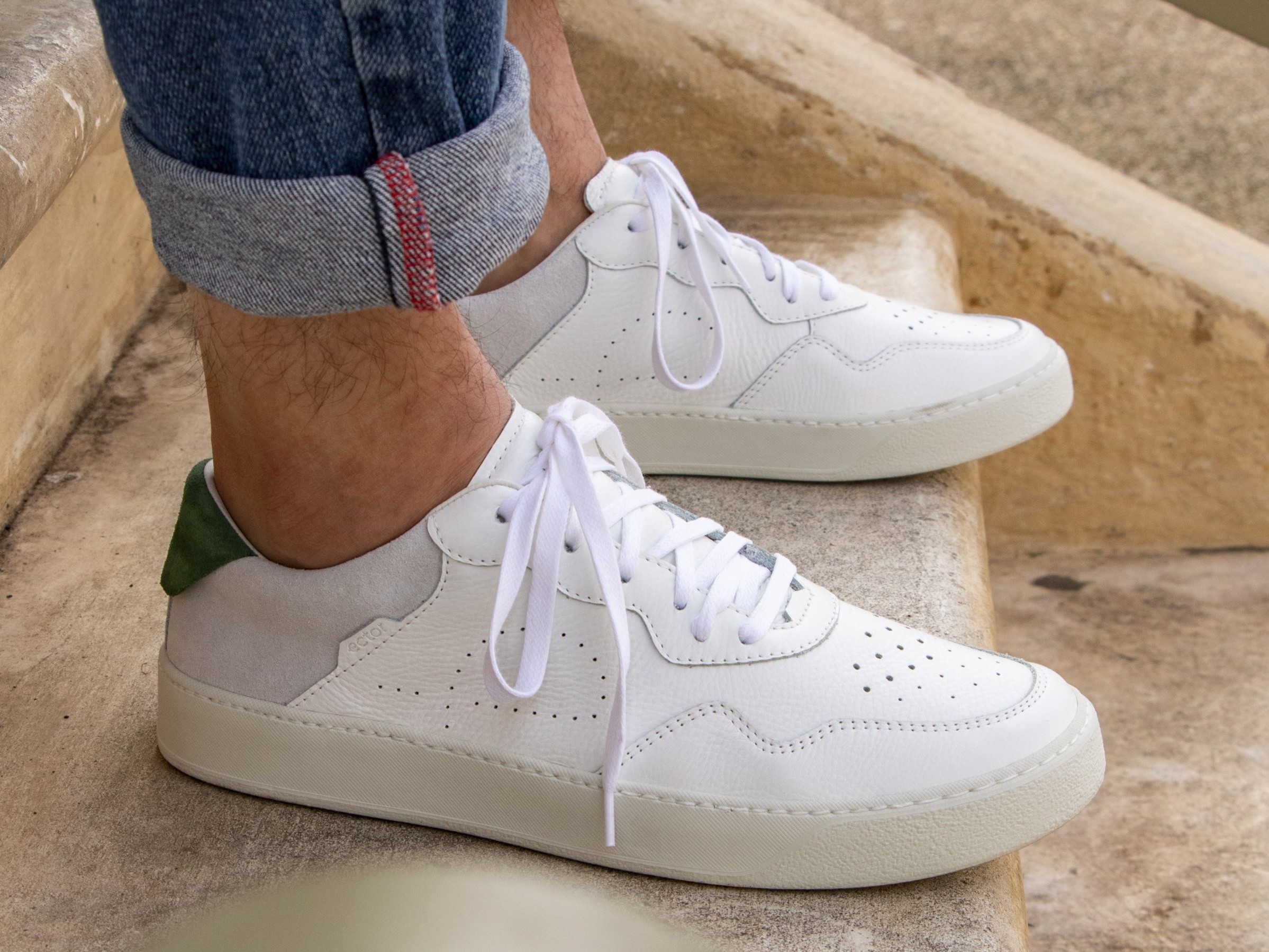 Baskets françaises mixtes blanche et verte